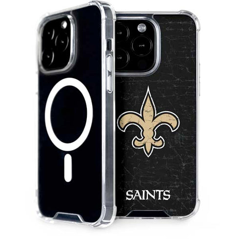 NFL New Orleans Saints Distressed iPhone 15 Pro MagSafe Case
